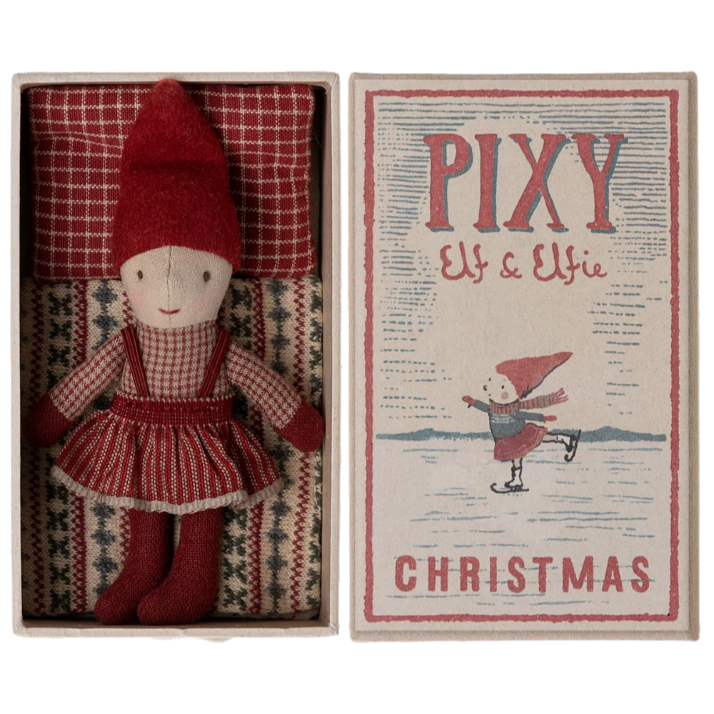 Pixy Elf & Elfie de Natal em Caixinha de Fósforos - Maileg