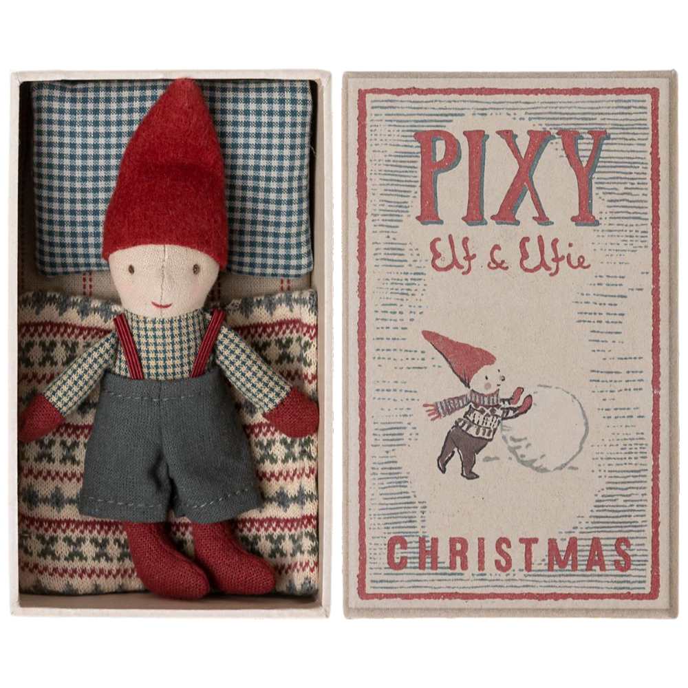 Pixy Elf & Elfie de Natal em Caixinha de Fósforos - Maileg