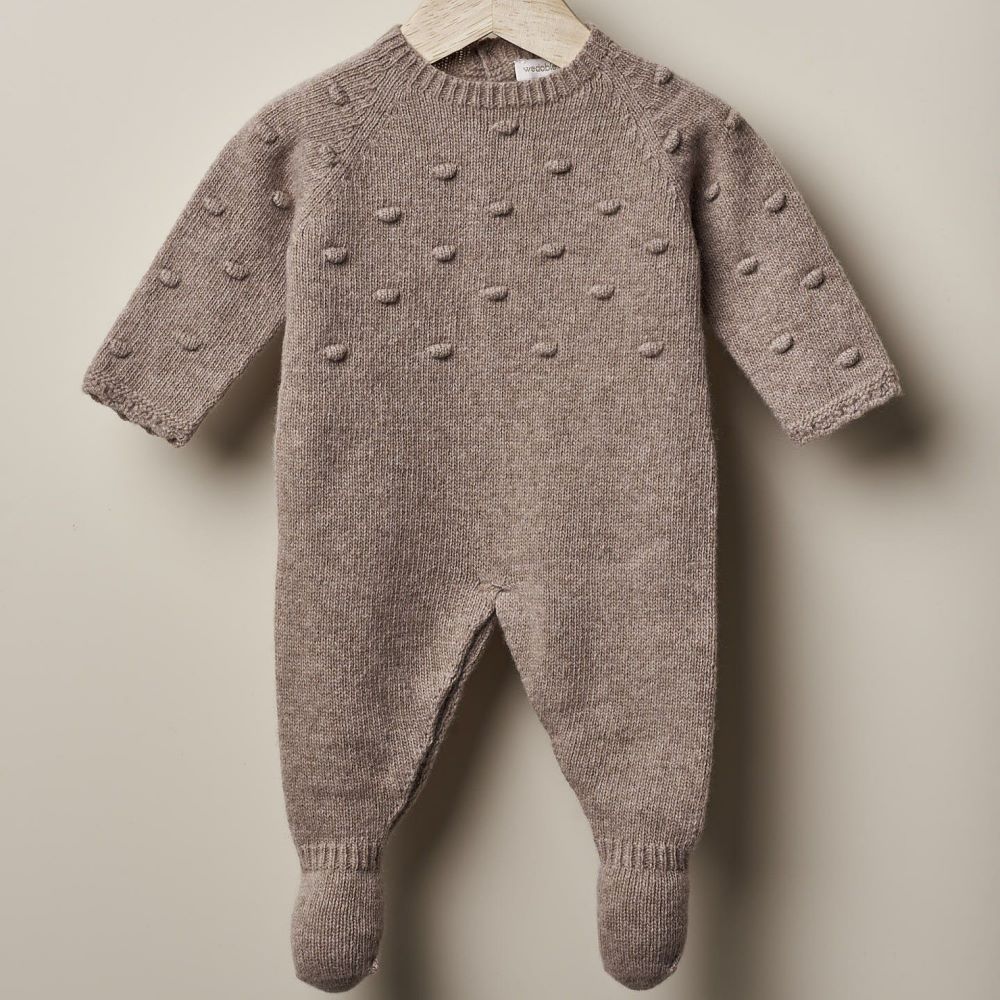 Babygrow Tricotado em Lã Castanho | WINTER LOVE - Wedoble