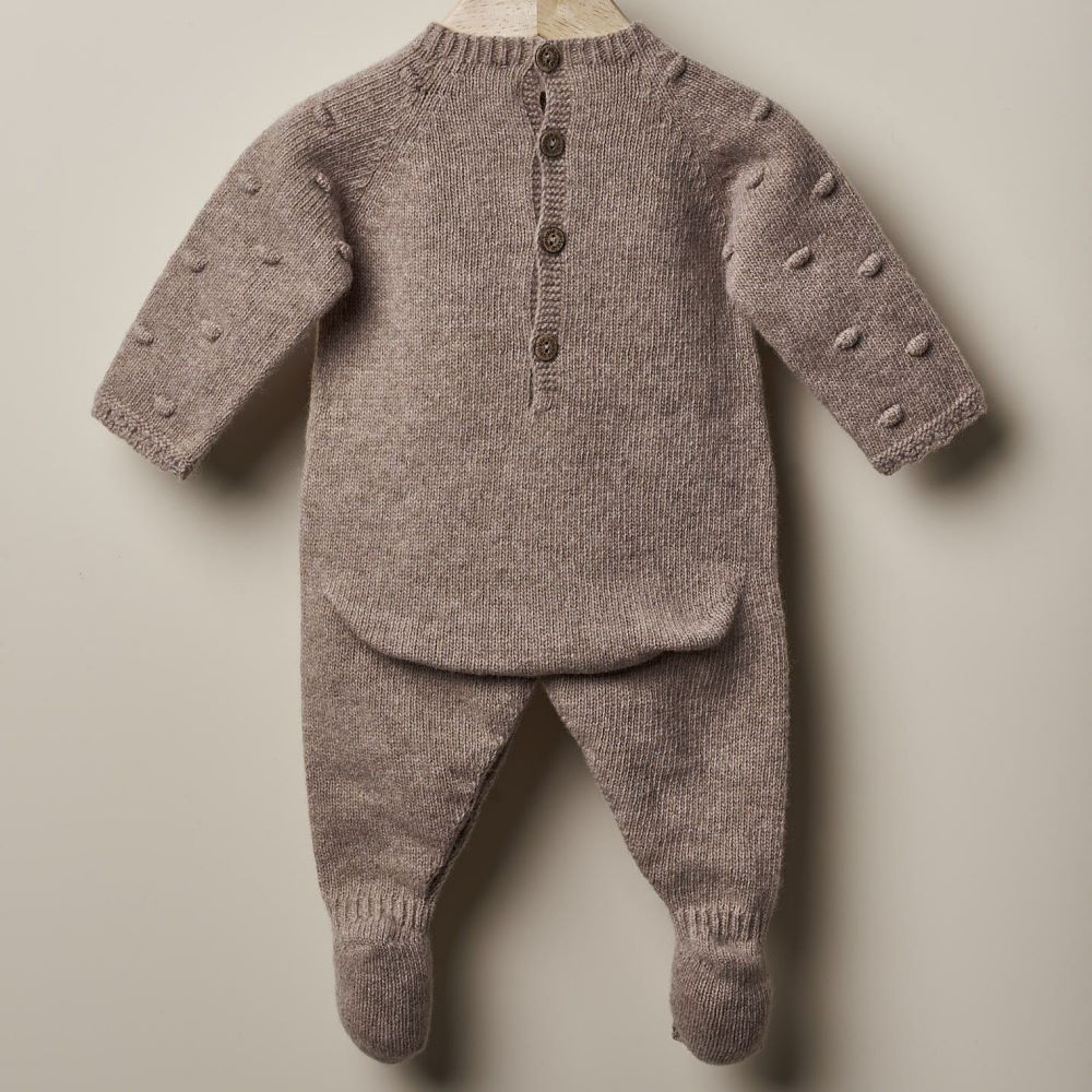 Babygrow Tricotado em Lã Castanho | WINTER LOVE - Wedoble