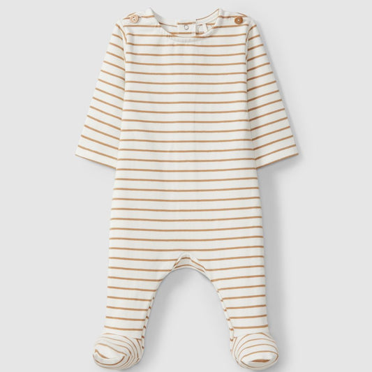 Babygrow algodão orgânico de riscas - Laranjinha