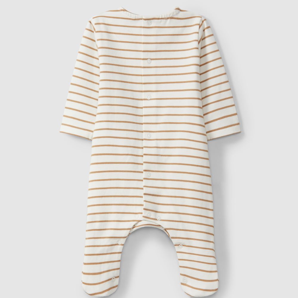 Babygrow algodão orgânico de riscas - Laranjinha