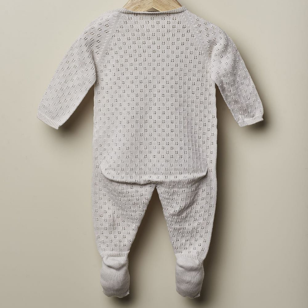 Babygrow tricotado em algodão orgânico | OCEAN FLOWER - Wedoble