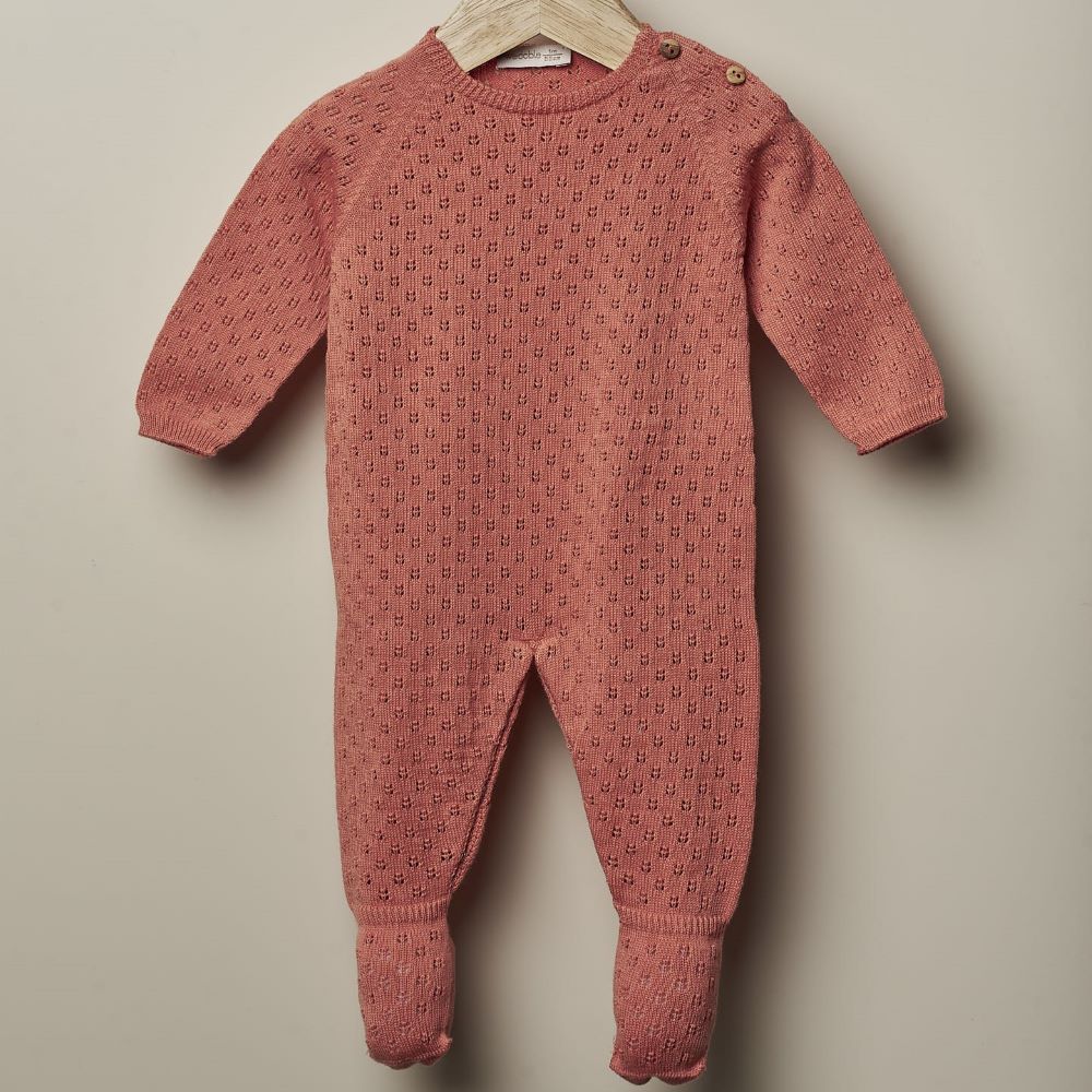 Babygrow tricotado em algodão orgânico | OCEAN FLOWER - Wedoble