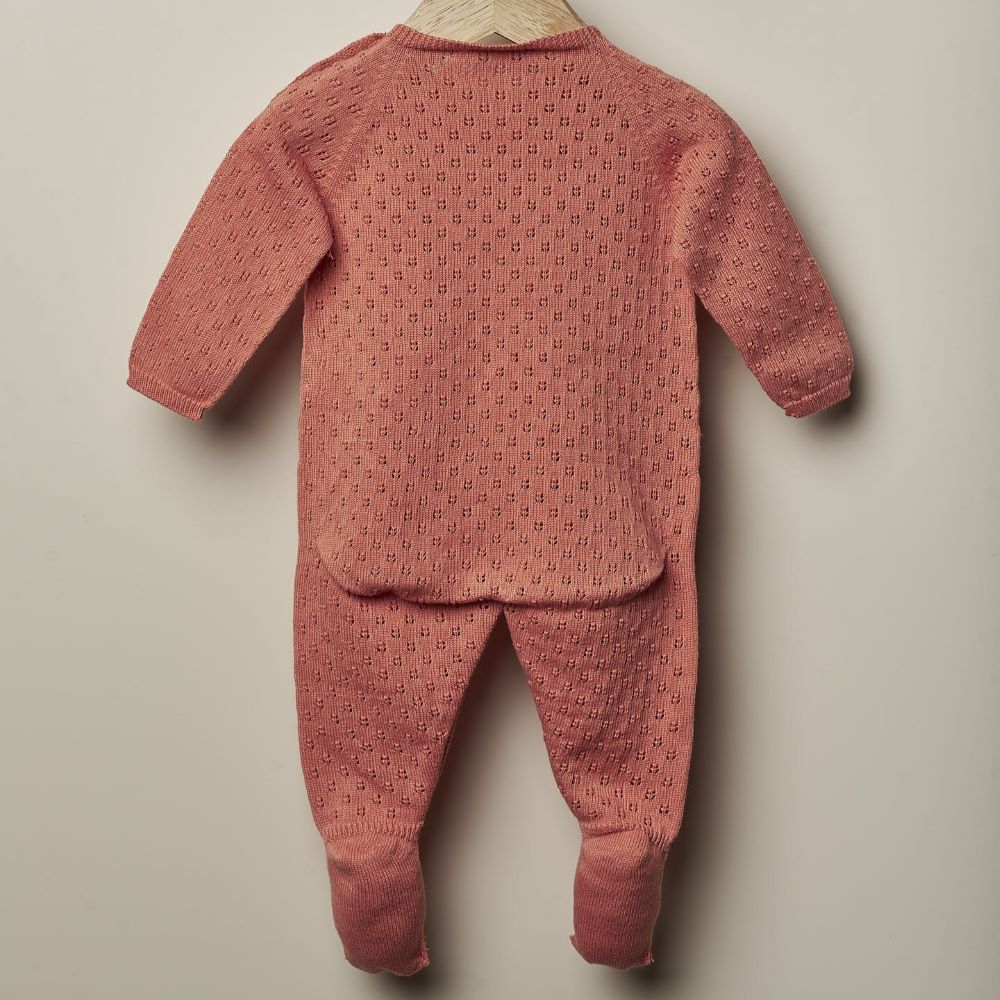 Babygrow tricotado em algodão orgânico | OCEAN FLOWER - Wedoble