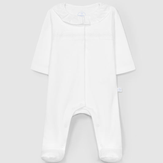 Babygrow gola de folho com detalhe em ponto cruz - Laranjinha