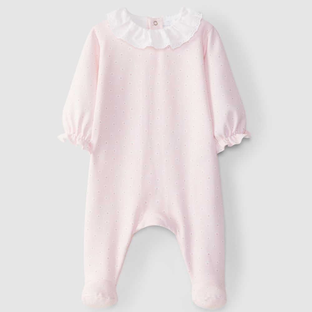 Babygrow flores gola bordado inglês - Laranjinha