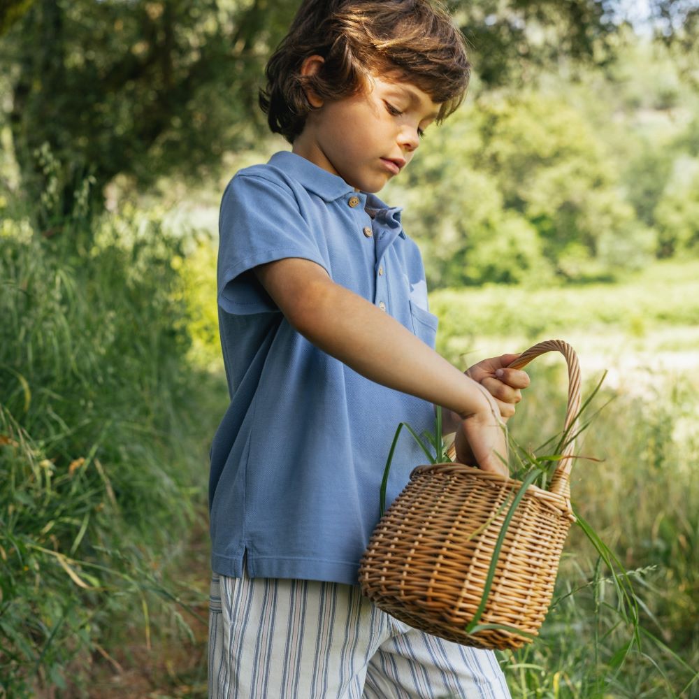 Calções pull-up riscas com três bolsos - Laranjinha